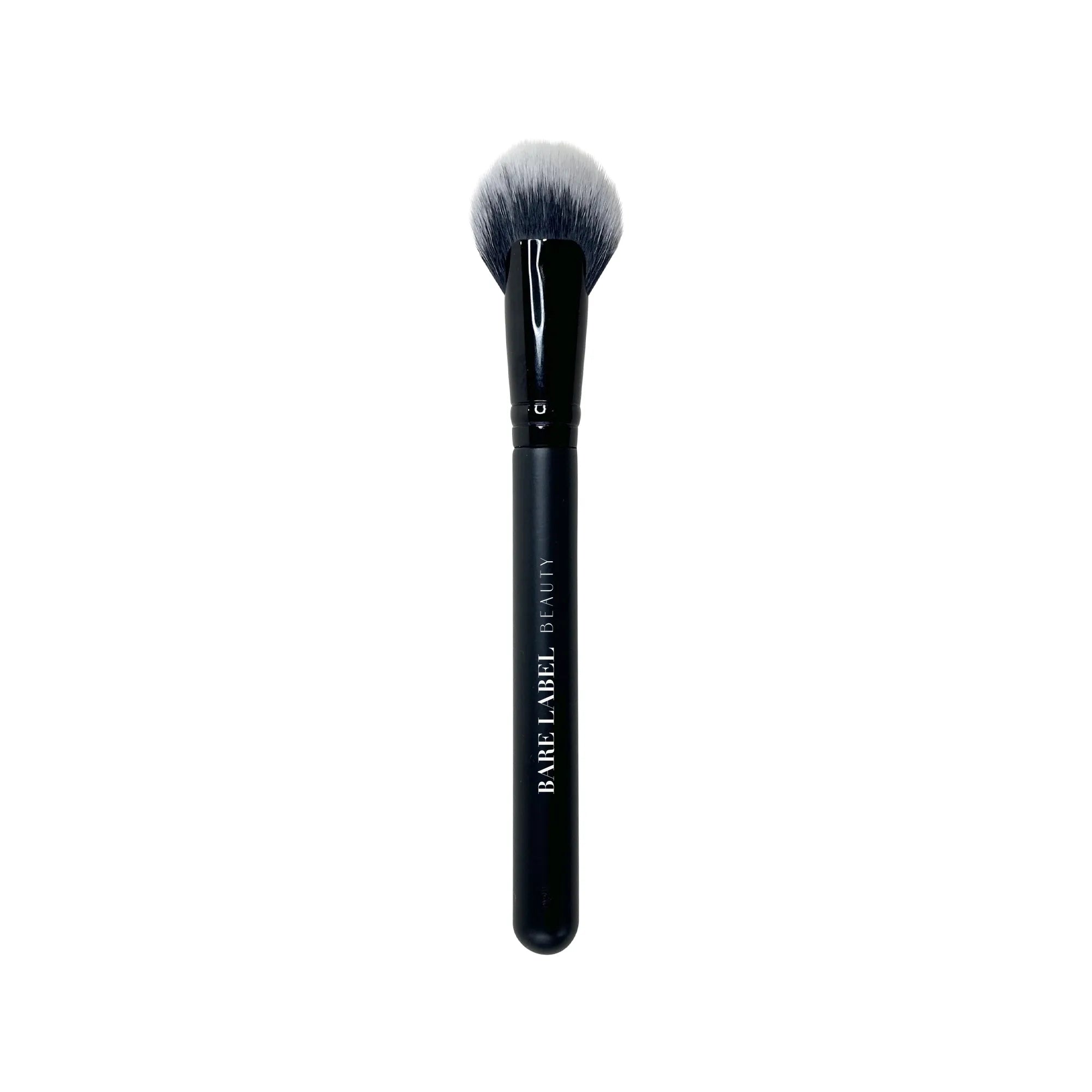 Fan-shaped blush brush with synthetic bristles for gradient powder application