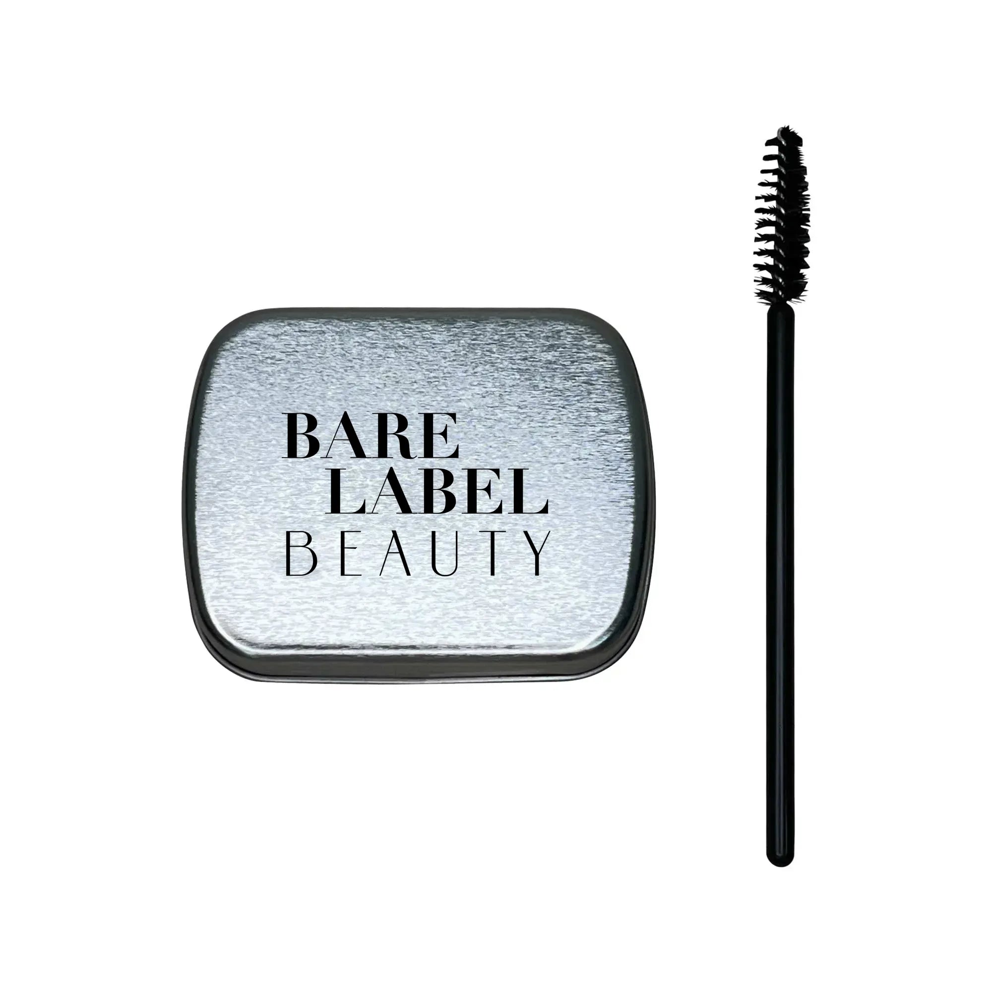 Clear brow soap in white packaging with organic olive oil formula