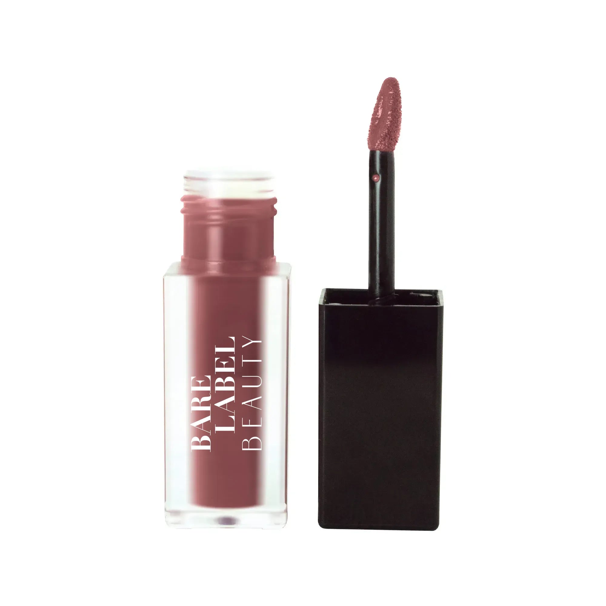 Matte lip stain in blackberry wine shade applied on lips with precision applicator