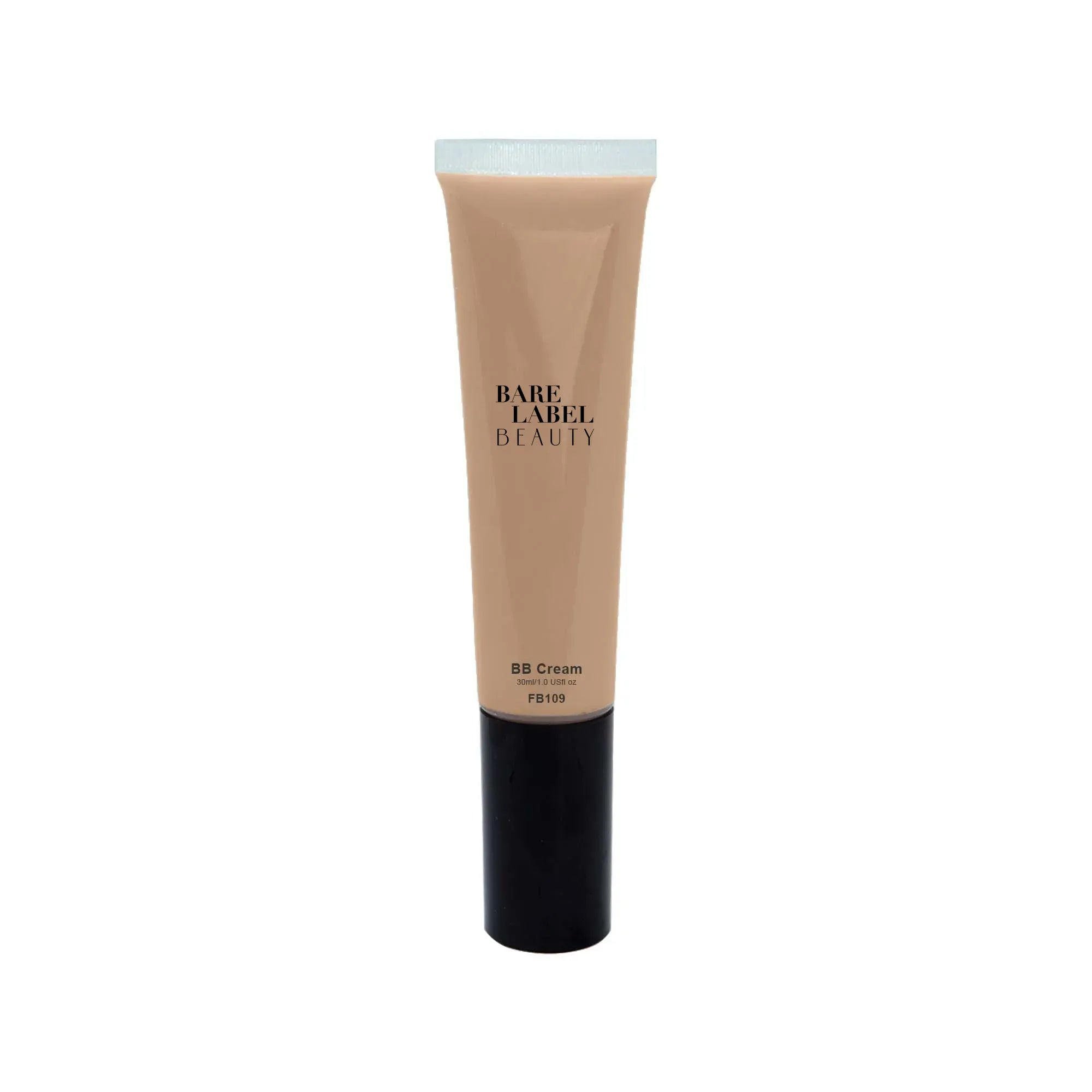 Tan BB cream in bottle with natural skin-toned finish