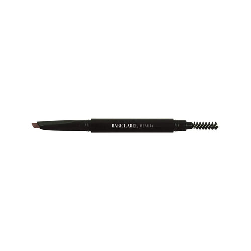 Brown dual-tip eyebrow pencil with angled and spooly ends for precise brow application