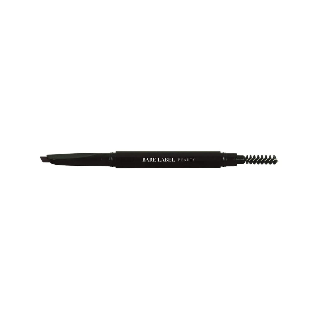 Black dual-tip eyebrow pencil with angled and spooly ends for precise brow shaping