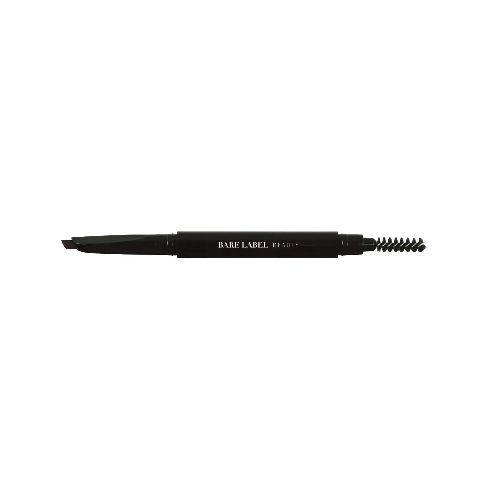 Black dual-tip eyebrow pencil with angled and spooly ends for precise brow shaping