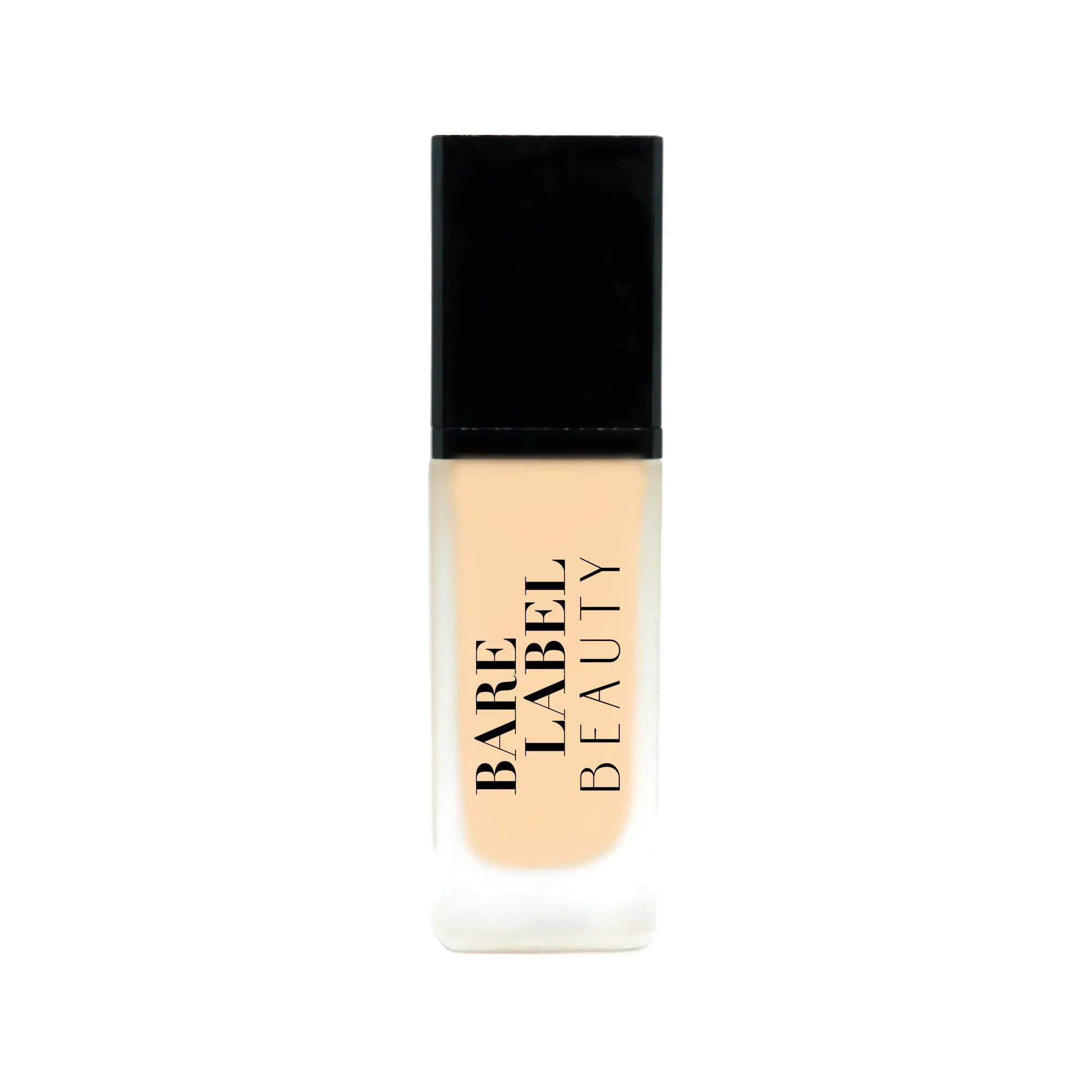 Peach-toned foundation in recyclable packaging with natural glow finish