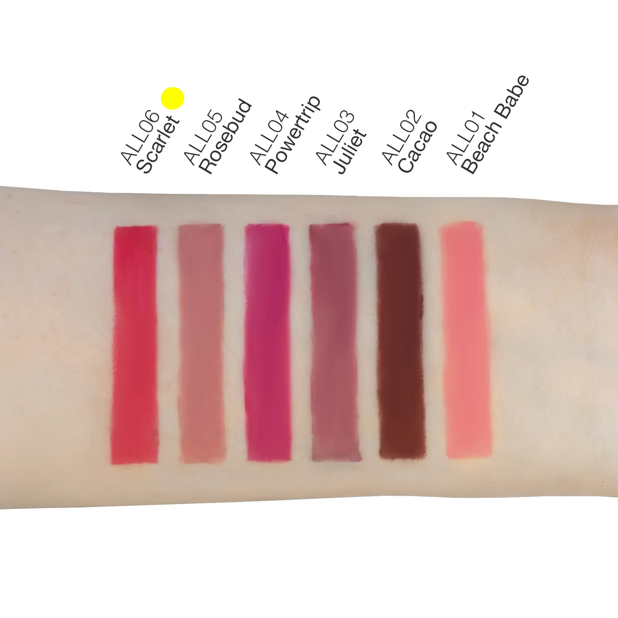 Close-up of bold scarlet automatic lip liner on lips with smooth finish