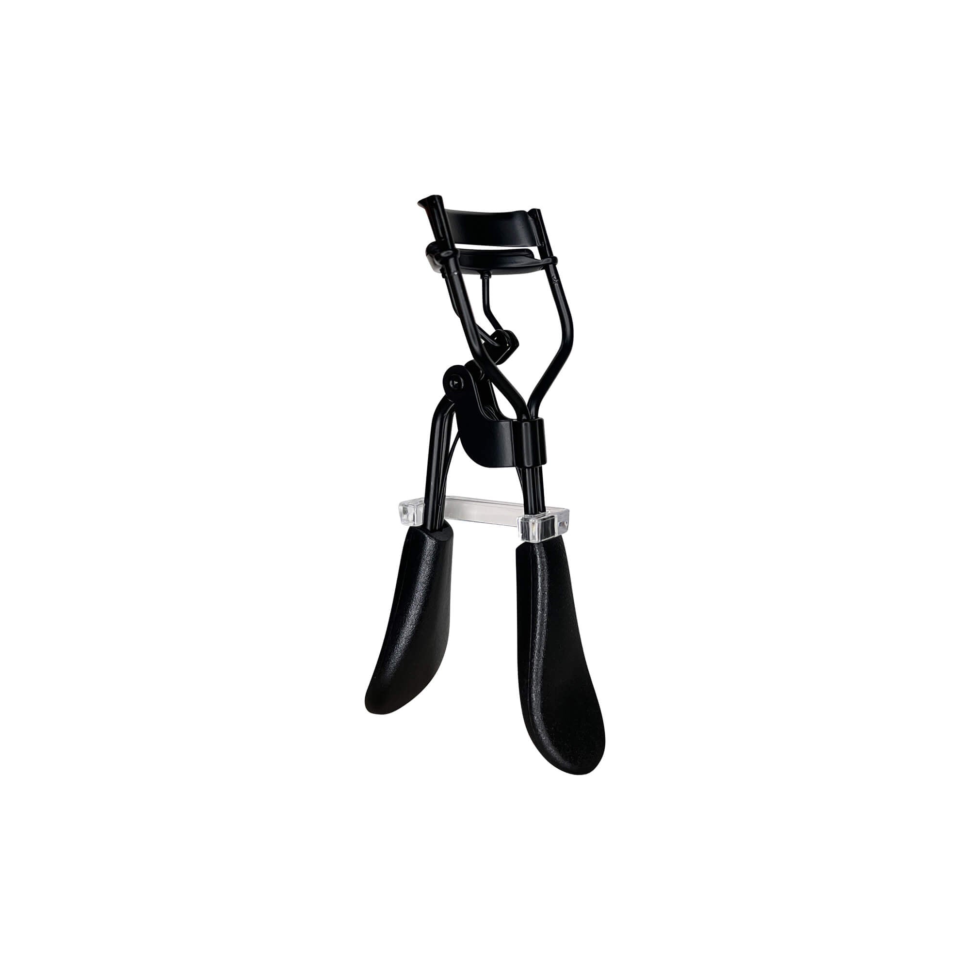 Closed padded eyelash curler with crimp-free silicone padding
