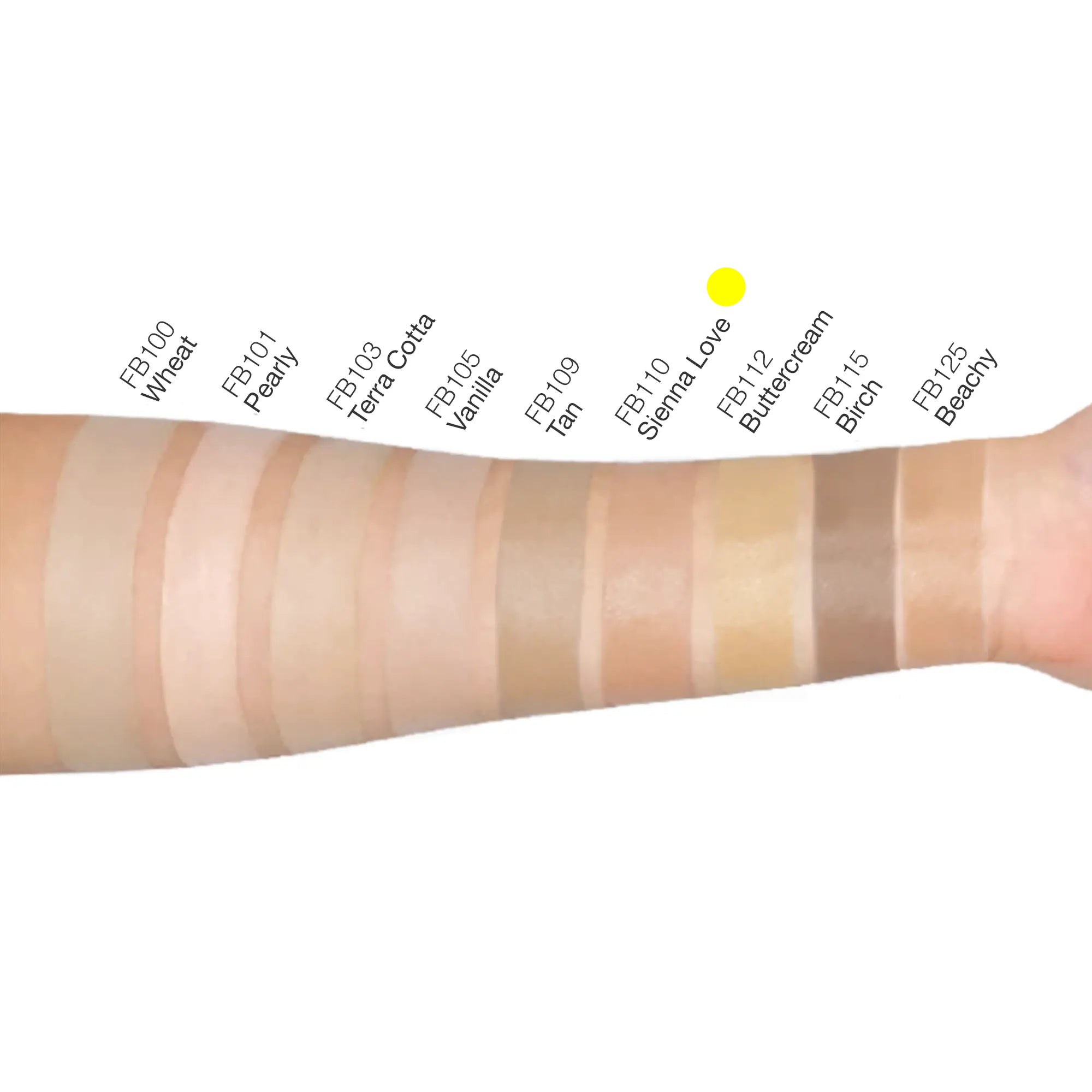 Sienna BB cream swatch on skin showing medium coverage