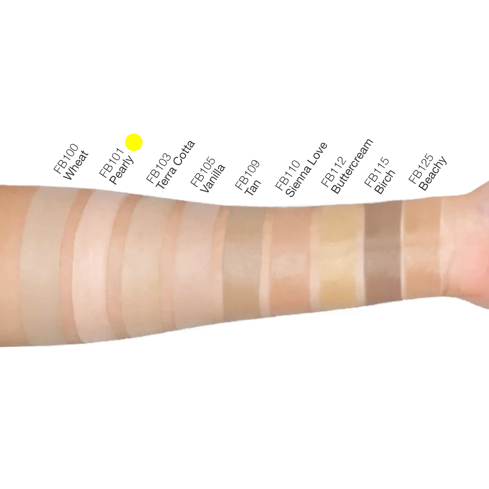 Close-up swatch of pearly BB cream on forearm showing light texture