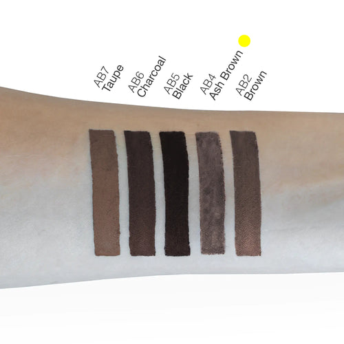 Ash brown eyebrow pencil swatch on arm showing color shade