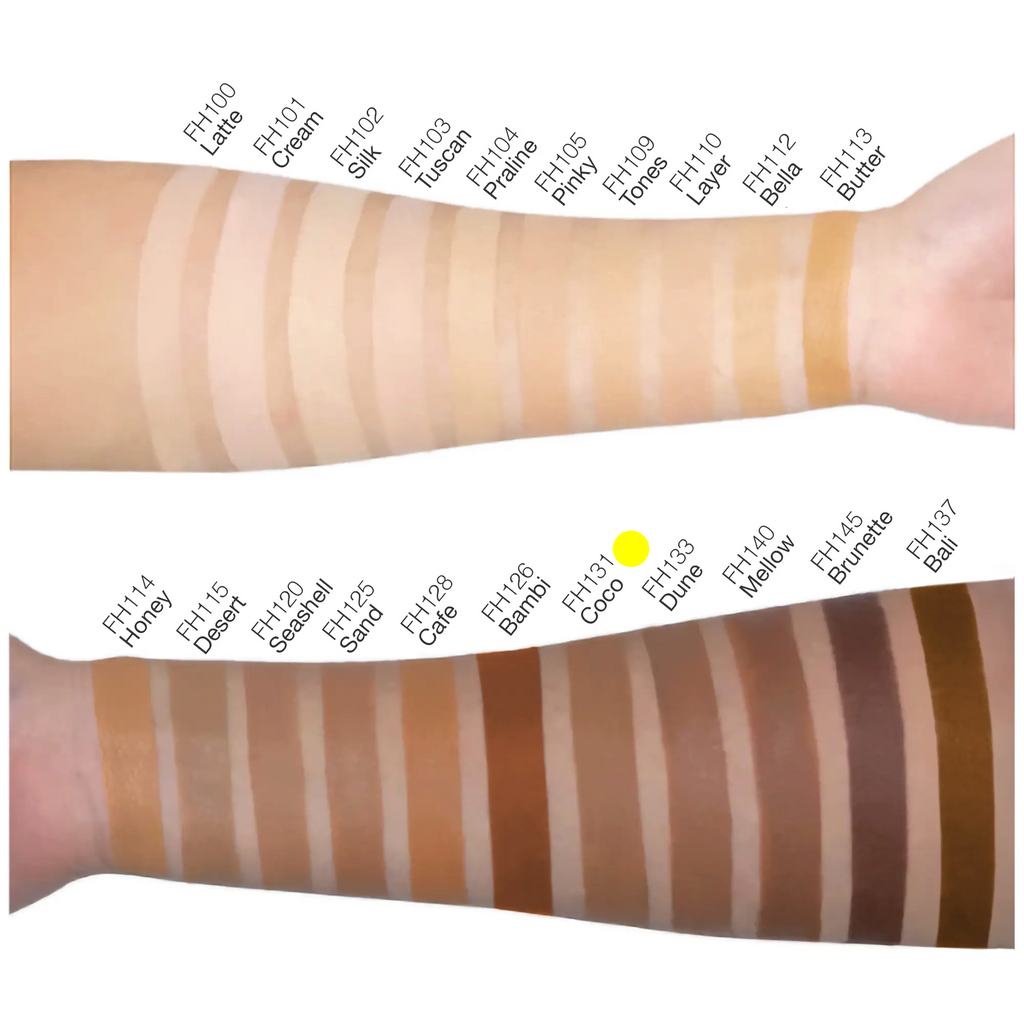 Arm swatch showing full coverage matte foundation blend