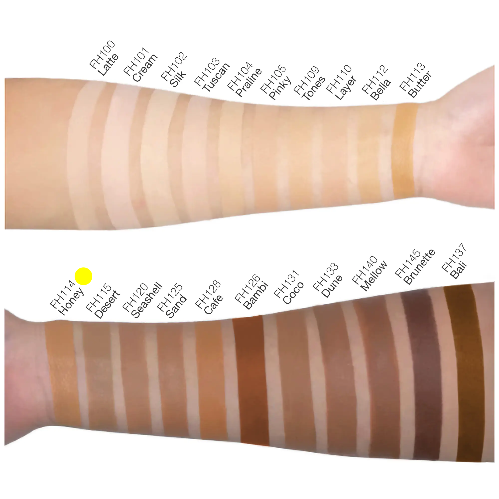 Arm swatch of honey full coverage foundation blend on skin