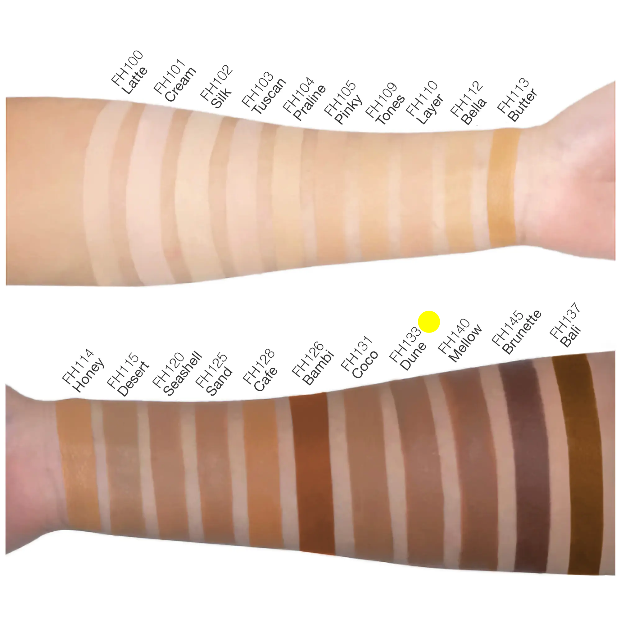 Arm swatch showing full coverage foundation blend on skin