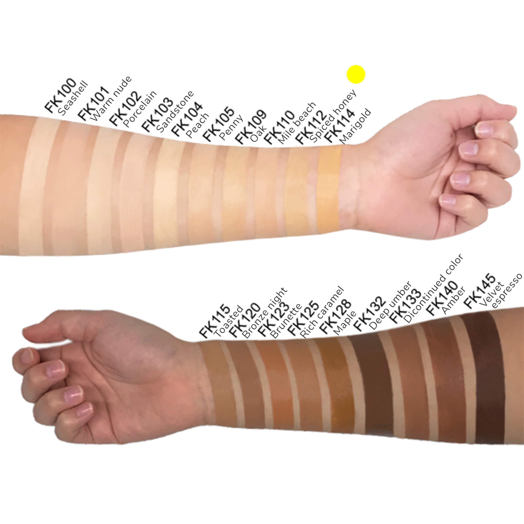 Swatch of medium-to-full coverage spiced honey foundation on skin