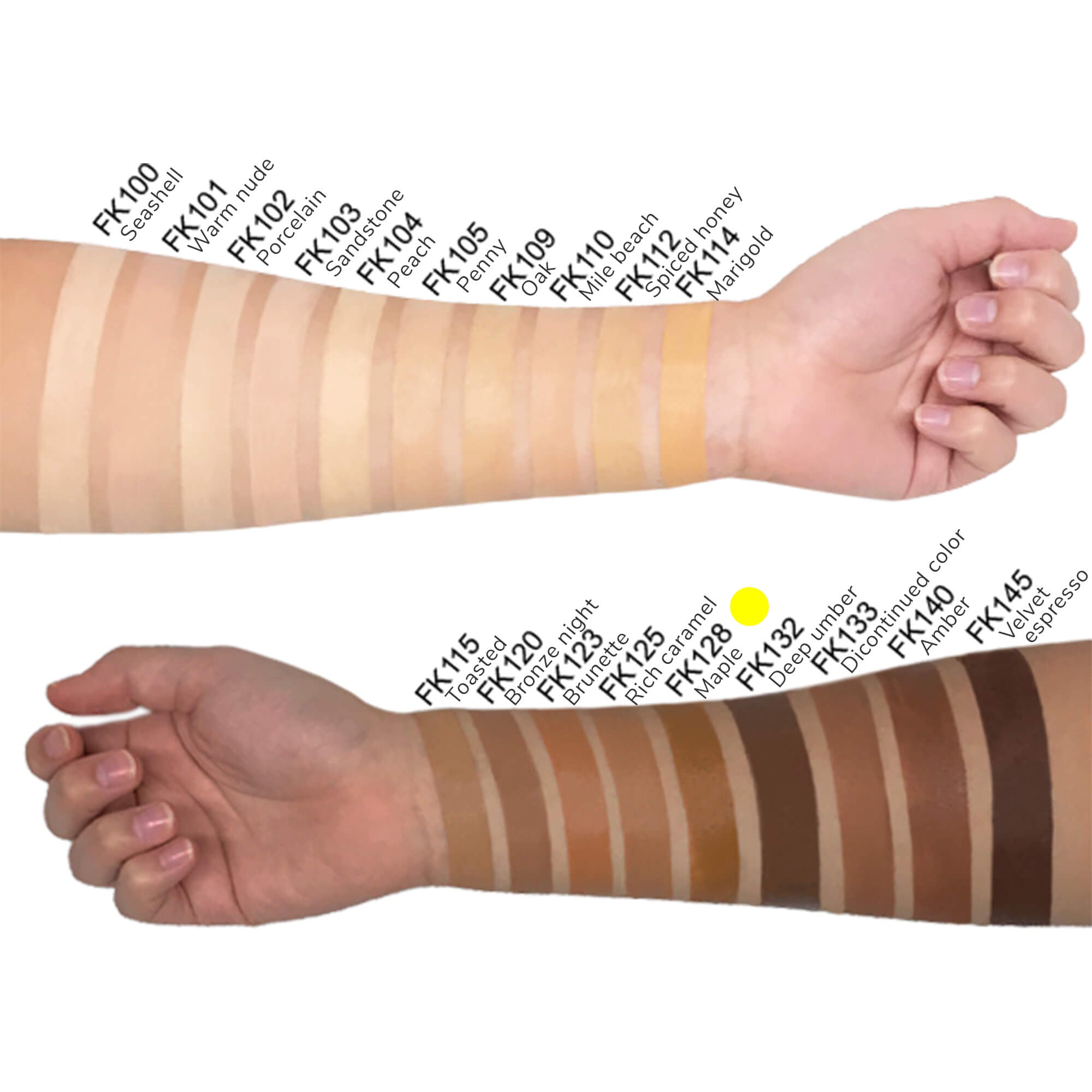 Foundation swatch showing medium-to-full coverage with seamless blendable finish