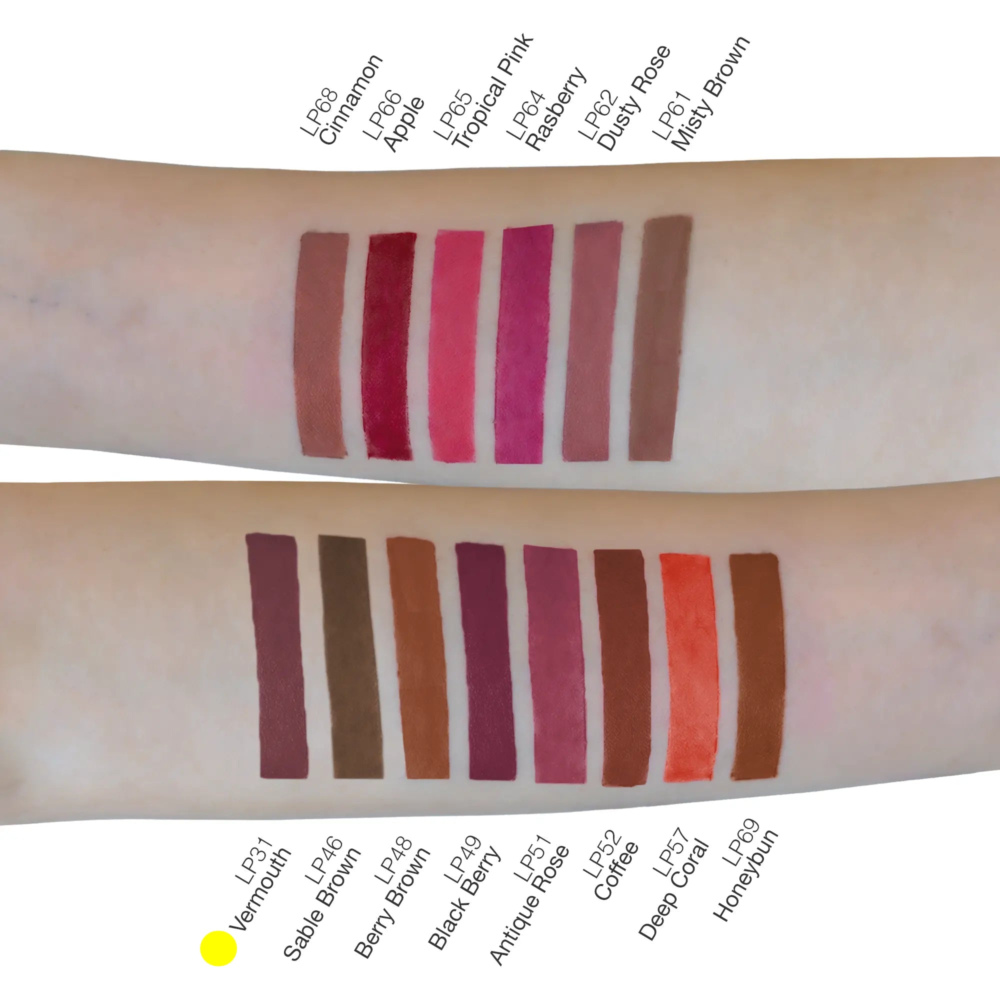 Rich pigmented lip liner on lips for long-lasting definition