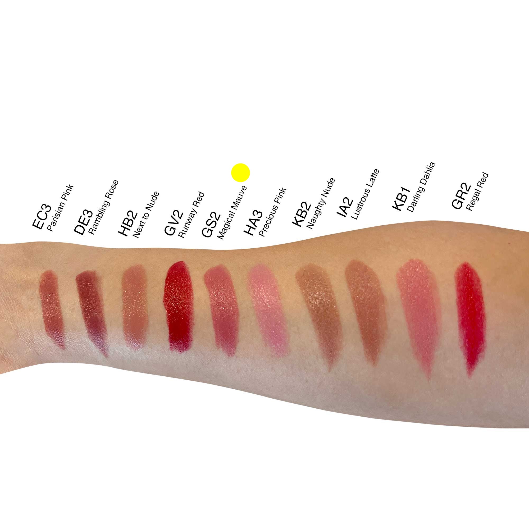 Swatch comparison showing Magical Mauve Luxury Cream Lipstick shade on lips