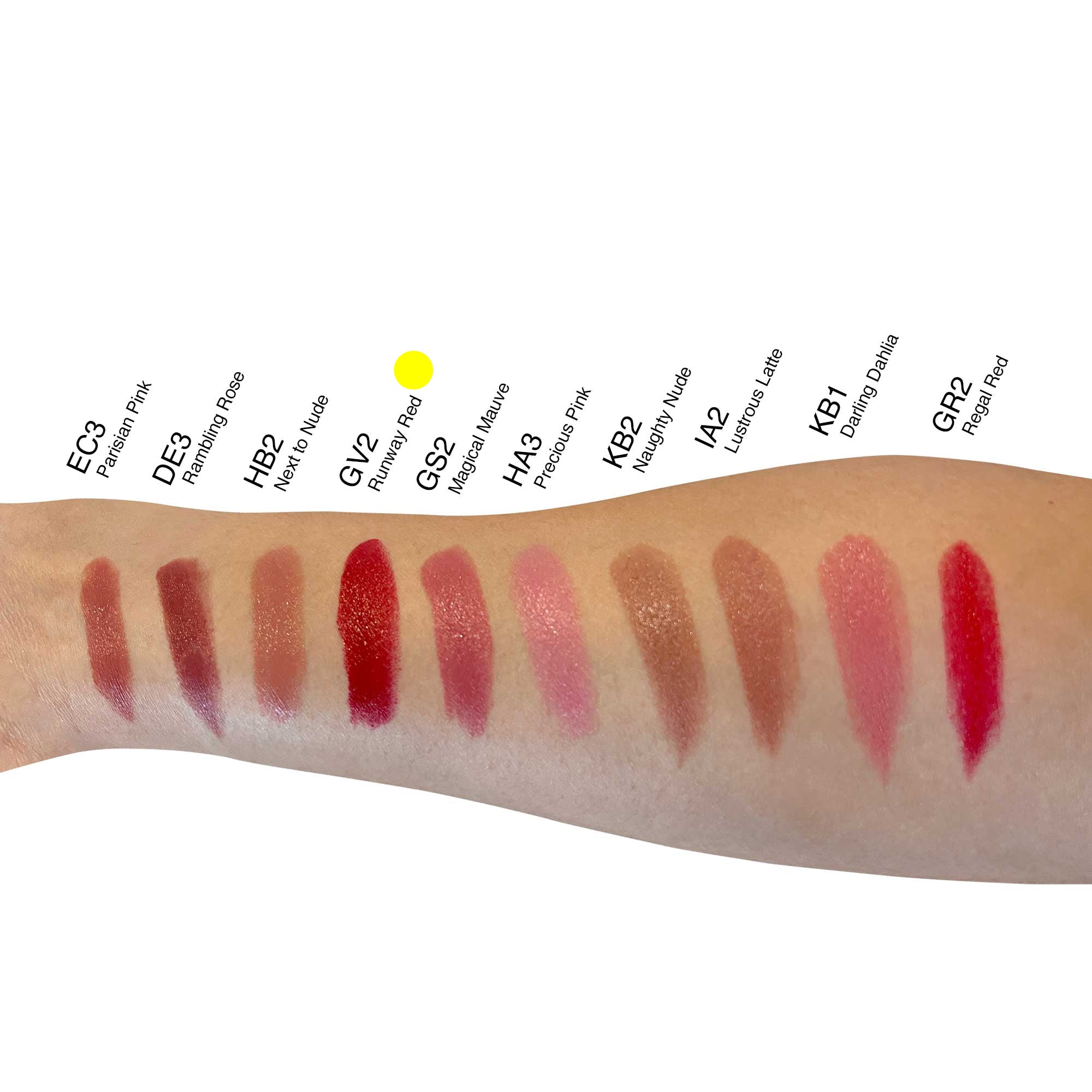 Swatch comparison of Luxury Cream Lipstick in vibrant red shade